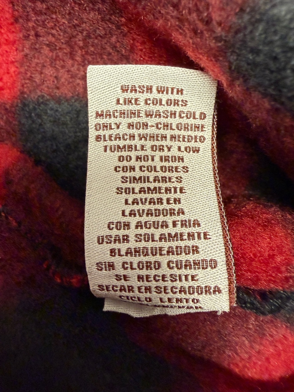 LeModa Fleece Red & Black Buffalo Plaid Poncho - Picture 7 of 7
